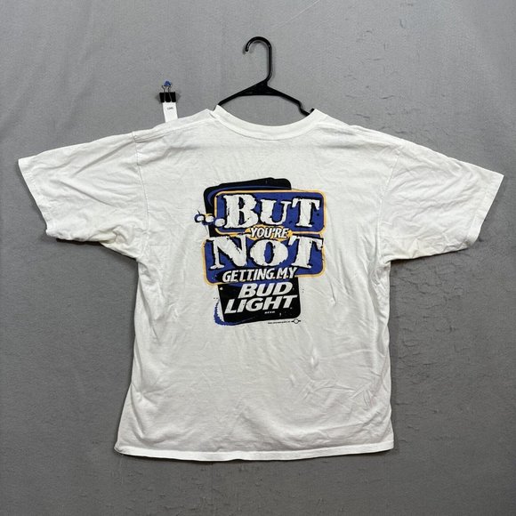 Vintage 90s Bud Light I Love You Man Tee Shirt XL Beer Graphic T-Shirt White - Picture 2 of 13